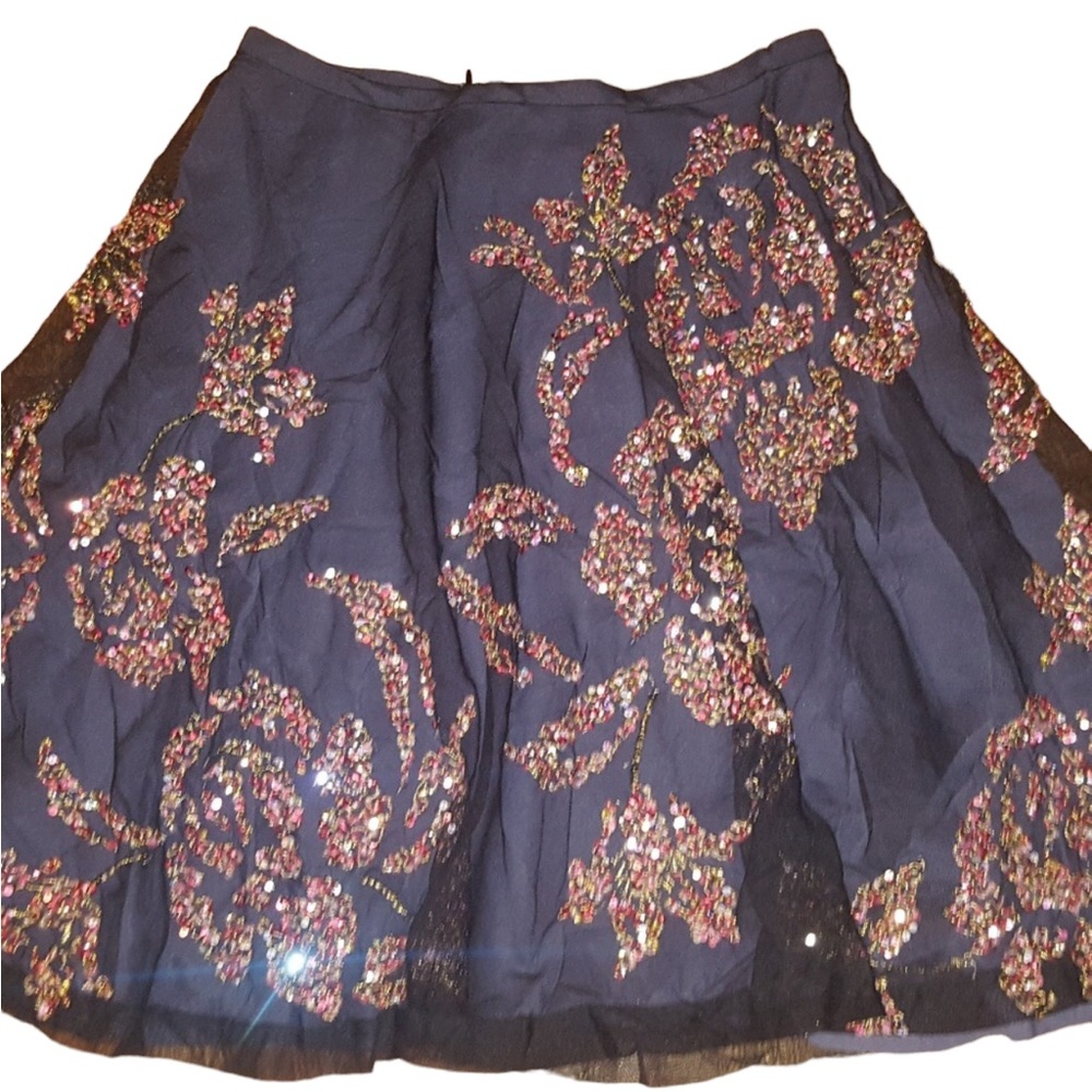 French Connection Tulle Midi Skirt 4 Black holiday party flow sparkly sequin new - Picture 2 of 9